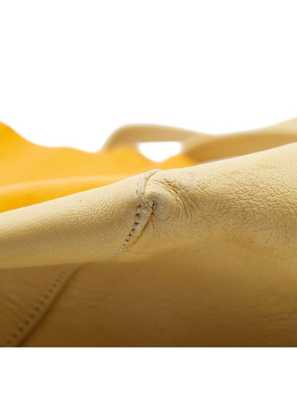 Celine Horizontal Cabas Shoulder Bag Tote Yellow Beige Leather - Picture 6 of 10